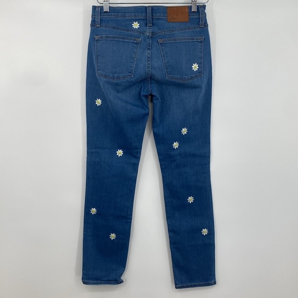 J. Crew Slim Broken in Boyfriend Jeans Womens 24 Floral Skinny Embroidered Daisy - Picture 6 of 14